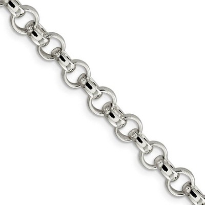 Black Bow Jewelry 6.75mm Sterling Silver Solid Belcher (Rolo) Chain Necklace