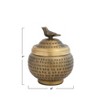 Round Hammered Metal Container with Finial, Brass Finish - 2 of 4
