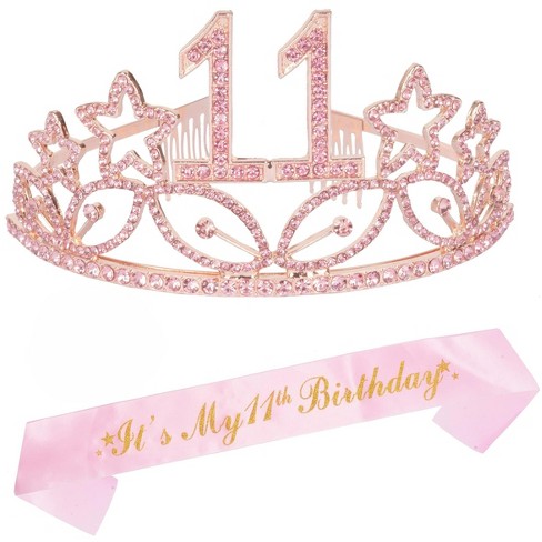 Meant2tobe 11th Birthday Sash and Tiara for Girls - Pink - image 1 of 4