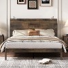 NicBex Vintage Farmhouse Full/Queen Platform Bed Frame with Wooden Headboard,Industrial Style Platform Bed with 2 Bedside Lights,Wood Slats Support - 2 of 4
