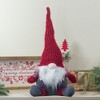 Northlight Chubby Plaid Gnome Sitting Figure Christmas Decoration - 18" - Red and Gray - 2 of 4