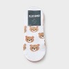 Women's Teddy Bear & Hearts 3pk Liner Socks - White/Oatmeal Heather/Pink 4-10 - 2 of 3