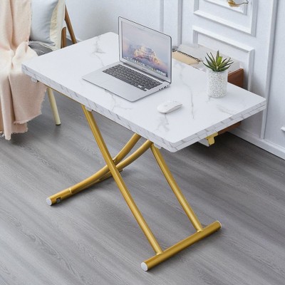 Mshliw Adjustable Height Lift Table with 0.8" MDF Top and Metal Legs, Multifunctional Coffee, Dining, Office & Dressing Table