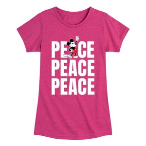Girls' - Disney - Mickey Peace Fitted Short Sleeve Graphic T-Shirt - 1 of 4