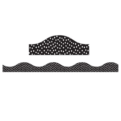 Ashley Productions Magnetic Border, White Messy Dots on Black, 12' (Pack of 6)