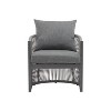 24"W Patio Accent Chair Lounge Chair Arm Chair with Curved Back, Cushioned Comfort and Stylish Rope-Weave Design, Aluminum, Beige+Natural/Gray-ModernL - 4 of 4