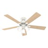 Hunter 52" Swanson Lighted Ceiling Fan Fresh White Finish with 5 Blades and Integrated LED Light Kit for Indoor Use - 3 of 4