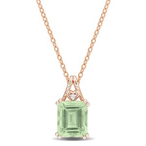 EVERLY JEWELRY | Rose Plated Sterling Silver 5.6 CT TGW Green Quartz White Topaz Fashion Pendant With Chain, 18-inch - 1 of 4