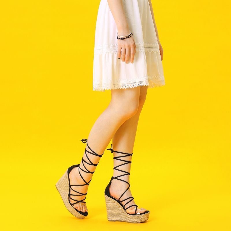 Allegra K Women's Platform Espadrilles Wedge Heel Transparent Straps Sandals, 4 of 7