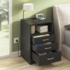 Nightstand with Charging Station & 3 Drawers, End Side Table with Open Storage - 3 of 4