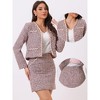 Allegra K Women's Plaid Tweed Outfits Open Front Short Blazer Jacket and Skirt Sets - 2 of 4