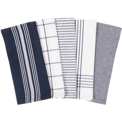 Kaf Home Soho Set Of 10 Recycled Cotton Kitchen Towels - 18"x 28" (navy ...