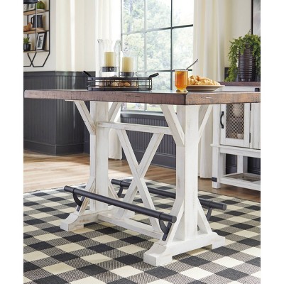 Valebeck Brown and White Reclaimed Wood Counter Height Table