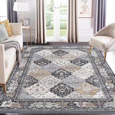 Area Rug Washable Rug Vintage Bohemian Rug Low-Pile Indoor Moroccan Carpet, Ultra Soft Area Rugs for Bedroom Living Room Dining Room