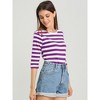 INSPIRE CHIC Women's Elbow Sleeves Boat Slim Fit Casual Stripe Animal Print Multi Floral Pattern T-Shirt - 4 of 4