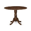 3-Piece Antique Walnut Finish Solid Wood Top-Round Upholstered Dining Room Set -Seats 4 - 3 of 4