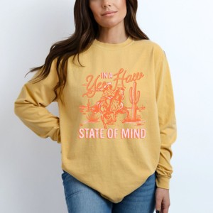 Simply Sage Market Yee Haw State Of Mind Garment Dyed Long Sleeve - M - Mustard - 1 of 4