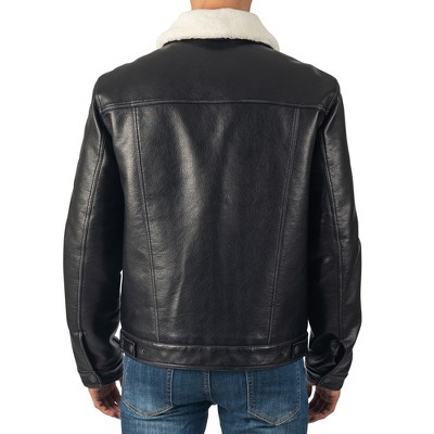 Мужские куртки Alpine Swiss Aaron Mens Fitted Trucker Jacket Faux Fur Collar Vegan Leather Warm Casual Coat — фото 6