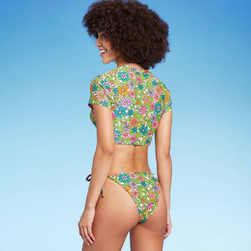Women's Short Sleeve Zip Front Rashguard - Wild Fable™ Tropical Print, 4 of 5