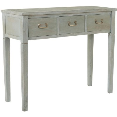 Ash Grey Elm Wood Console Table with Storage Drawers