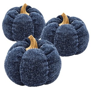 Yukimo 8.3" Set of 3 Brown Pumpkin Decor, Fall Harvest Ornaments for Thanksgiving and Festival Tabletop Displays - 1 of 4
