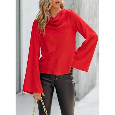 Women's Cowl Neck Blouse - CEZELE