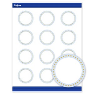 Avery® Cards, 2" Diameter, Blue Border w/ Gold Dots, 120ct - 1 of 4