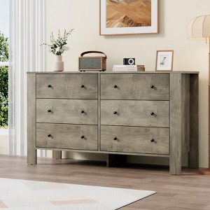 5/6 Drawer Dresser for Bedroom with Gold Handles, Modern Wooden Chest of Drawers and Storage Organizer for Living Room, Entryway, or Hallway - 1 of 4