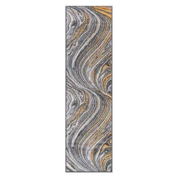 World Rug Gallery Contemporary Abstract Swirl Stain Resistant Soft Area Rug