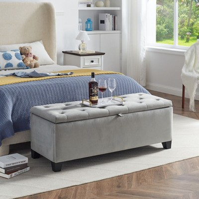 NicBex Modern 48" Storage Bench Wood Accent Stools with Button Tufted for Bedroom and Entryway