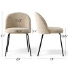 Nano Linen Upholstered Dining Chairs Set of 4,Wider Seat Armless Dining Room Chair with Metal Leg for Kitchen Dining Room Farmhouse-Maison Boucle - 3 of 4