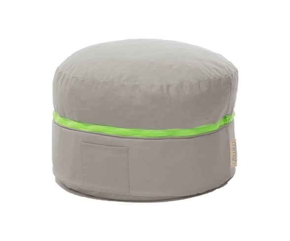 Finn Cotton Exposed Zipper Storage Pouf Light Gray - Mimish