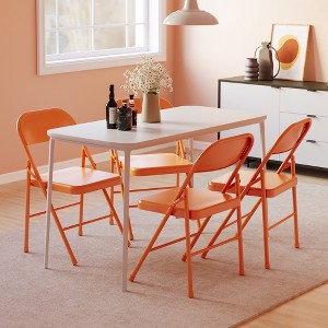 Folding Chairs 2 Pack - All-steel folding chairs with metal frame, 350 lbs weight capacity, portable, suitable for dining rooms, living rooms, etc. - 1 of 4