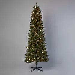 7.5' Pre-Lit Slim Alberta Spruce Artificial Christmas Tree Clear Lights - Wondershop™