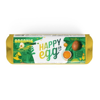 Happy Egg Large Brown Organic Free Range Grade A Eggs - 12ct