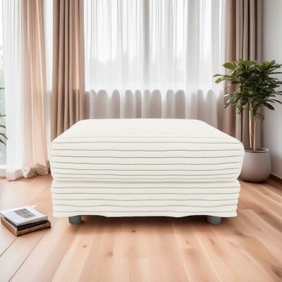 FURNIinspire Ottomans And Benches Plush Corduroy Ottoman, Living Room Ottoman, End of Bed Bench for 4, Bedroom Ottoman, Beige, 31.5"*23.6"*15.76"