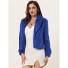 INSPIRE CHIC Women's Cropped Lapel Long Sleeve Fluffy Faux Fur Jackets - 2 of 4