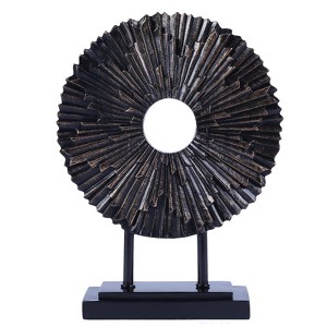 Itopfox Sunburst Sculpture Modern Home Decor Black Gold Metal Base 1 Piece Accent for Living Room Kitchen Shelf Coffee Table - 1 of 4
