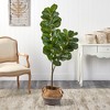 Nearly Natural 4.5-ft Fiddle Leaf Fig Artificial Tree with Boho Chic Handmade Cotton and Jute White Woven Planter - 3 of 4