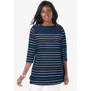 Jessica London Stretch Cotton Boatneck Tunic - 1 of 4
