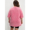 I AM A FASHION JUNKY Strawberry Pink Mineral Wash Drop Sleeve Patchwork Plus Size Tee - 2 of 4