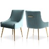 SEYNAR Modern Glam Boucle Pleated Velvet Dining Chair or Vanity Chair Set of 2 with Rear Handle - 2 of 4