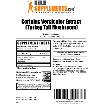 BulkSupplements Turkey Tail Mushroom Extract Powder