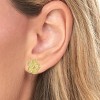 14k Yellow Gold 10mm Radiating Textured Flower Earrings - 2 of 4