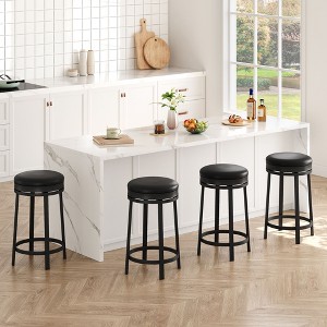 Nasitip Swivel Bar Stools Set of 4, 24" Counter Height Bar Stools with Footrest,for Dining Room, Coffee Shop - 1 of 4