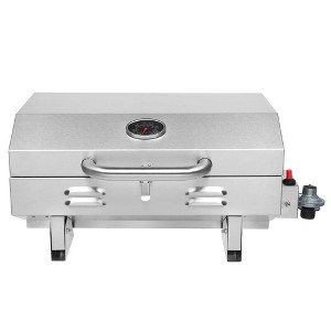 ROVSUN 1/2 Burner Portable Propane Gas Grill, Stainless Steel Tabletop Outdoor Cooking Grill for Picnic Camping RV Tailgating Patio Garden BBQ - 1 of 4