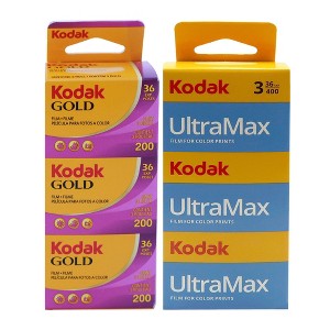 Kodak UltraMax 400 Color Negative Film (35mm, 36 Exposures) - 3 Pack with Kodak GOLD 200 Color Negative Film (35mm Roll Film, 36 Exposures) - 3 Pack - 1 of 4