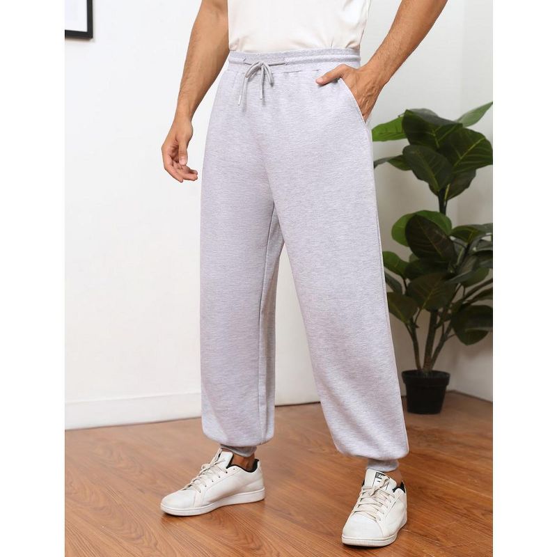 Men's Casual Lounge Pajama Yoga Jogger Pants Open Bottom Sweatpants with Pockets, 2 of 7
