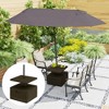 Outsunny Patio Umbrella Base with Table Tray, Heavy Duty Weighted Umbrella Stand with Wheels Handles, 176lbs with Stand Filling - 2 of 4