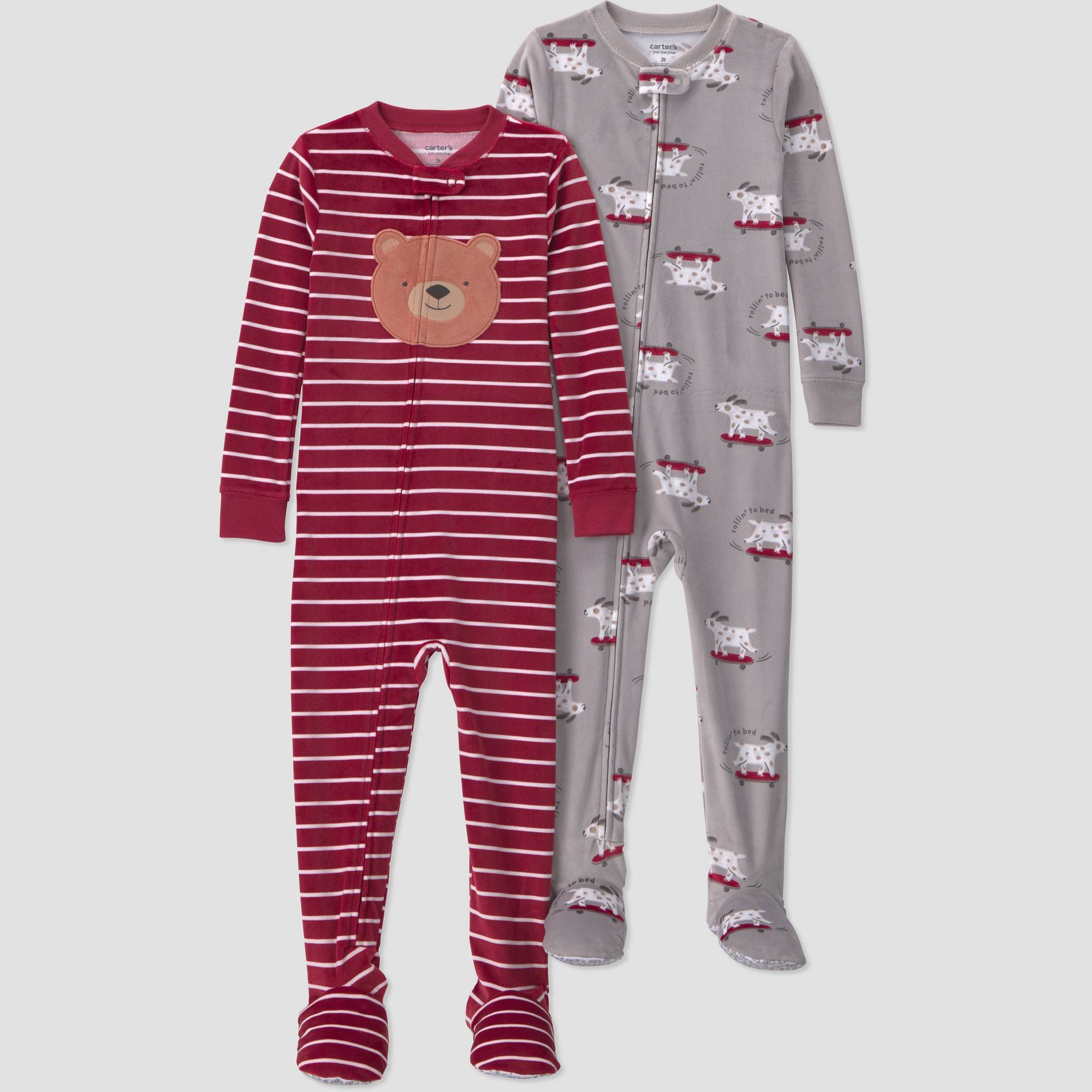 Carter's Just One You® Baby & Toddler Boys' 2pk Long Sleeve Velboa Footed Pajama Set